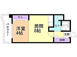 R4TMビル 1LDKの間取図画像