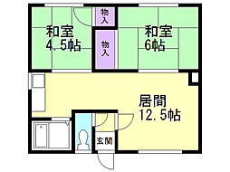 ノースフィールド壱番館 2LDKの間取図画像