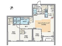 札幌市豊平区月寒東一条15丁目マンション 3LDKの間取図画像