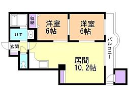 ブールヴァール平岡 2LDKの間取図画像