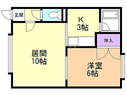さくらハイツ 1LDKの間取図画像
