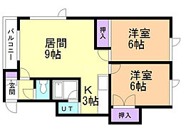 ハイツ藤 2LDKの間取図画像