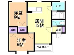 ウッディヴィレッヂA館 2LDKの間取図画像