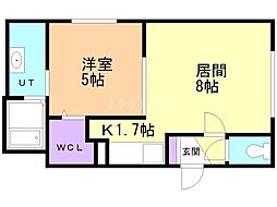 グランメール南郷通12 1LDKの間取図画像
