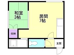 レインボーハイツ 1DKの間取図画像
