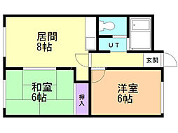 ラフォーレ新札幌B 2LDKの間取図画像