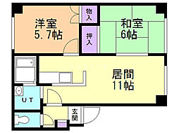 メルハープ南郷 2LDKの間取図画像