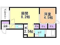 風と光 1LDKの間取図画像