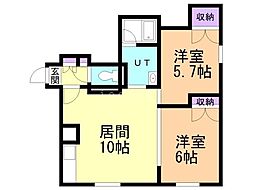 クリスタルヒルズ清田 2LDKの間取図画像