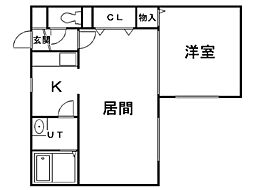エル・ベスト南郷 1LDKの間取図画像