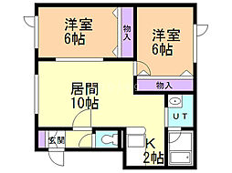 コーポライジングサン2B 2LDKの間取図画像