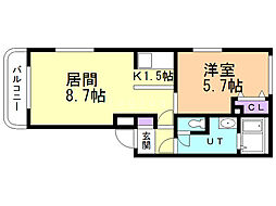 スプランドウール 1LDKの間取図画像