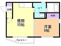 アリーハウスナキスカ 1LDKの間取図画像