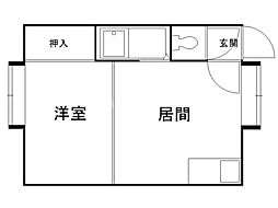 グレース白石C 1DKの間取図画像