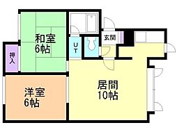 フラワーハイツ 2LDKの間取図画像
