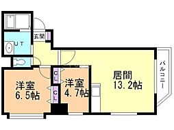 HF東札幌レジデンス 2LDKの間取図画像