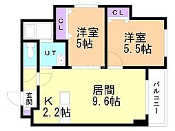 S-FORT東札幌ノルド 2LDKの間取図画像