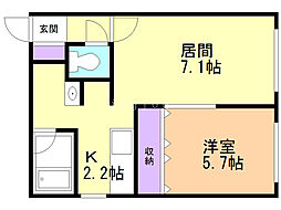 パトラス白石 1LDKの間取図画像