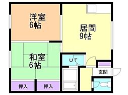 コーポニューアツベツ 2DKの間取図画像