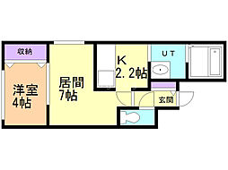 ラフォルテ東札幌 1LDKの間取図画像
