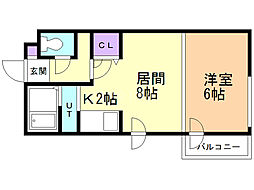 エクセレント本郷 1LDKの間取図画像