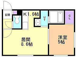 アルキオーネ菊水 1LDKの間取図画像