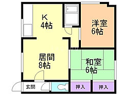 コーポ宮腰 2LDKの間取図画像