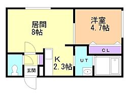 ノムラひばりが丘 1LDKの間取図画像