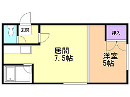 ロアール新札幌2-6 1DKの間取図画像