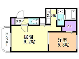 グランメール本郷公園 1LDKの間取図画像