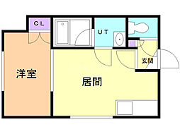 HONU豊平A 1DKの間取図画像