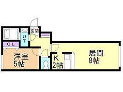 リオマーニひばりが丘 1LDKの間取図画像
