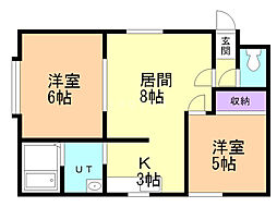 パストラルハイム 2LDKの間取図画像