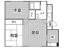 メイユール平和A 2LDKの間取図画像