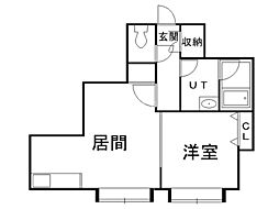 チケン栄通 1LDKの間取図画像