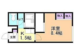 レオパレスポールスター 1Kの間取図画像
