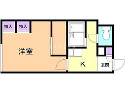 レオパレスコラソン2 1Kの間取図画像