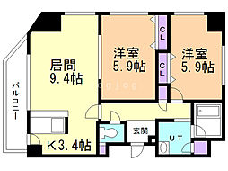 クレストパレス白石 2LDKの間取図画像