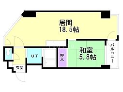 日興パレス東札幌 1LDKの間取図画像