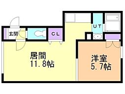 ラアムール栄通り 1LDKの間取図画像