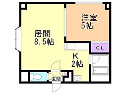 アクアボーン菊水 1LDKの間取図画像