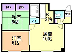 第3ホクホウハイツ 2LDKの間取図画像