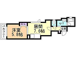 グリーンパークA 1LDKの間取図画像