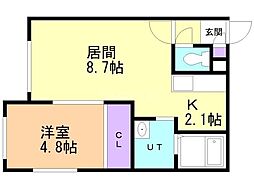 タイタン南郷 1LDKの間取図画像