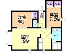 エルジュールA 2LDKの間取図画像