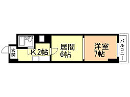 コーユーハイデンス 1DKの間取図画像