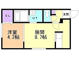 プラウド菊水 1LDKの間取図画像