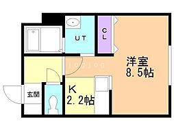 GATE63 1Kの間取図画像