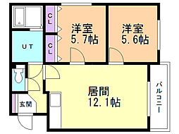 クレストパレス菊水 2LDKの間取図画像