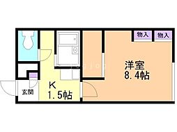 レオパレスポールスター 1Kの間取図画像